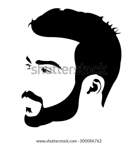 Profile view of young bearded man looking away. Easy editable layered vector illustration. 