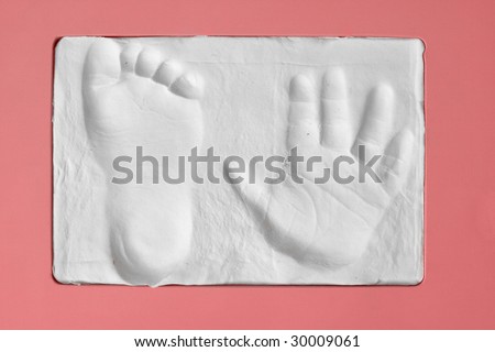 baby hand-print in gypsum