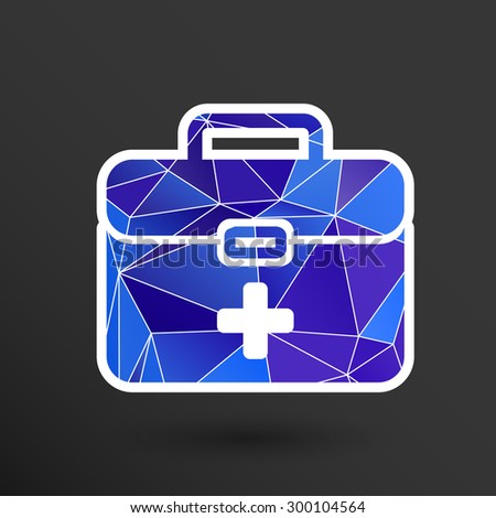 First aid vector icon kit medical box cross symbol.