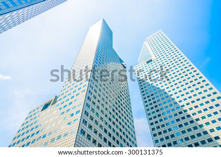 Skyscraper building at singapore - bright light processing style pictures