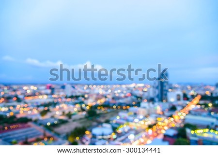 Abstract blur pattaya city background on twilight times - shift white balance processing