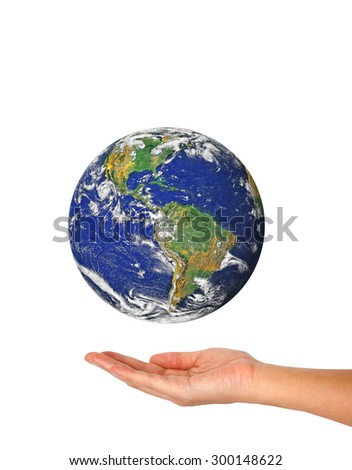 woman's hand holding the earth - Elements of this image furnished by NASA