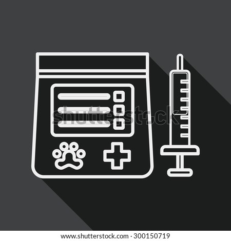 Pet drug flat icon with long shadow, line icon
