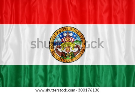 San Diego County , California flag pattern with a peace on fabric texture,retro vintage style