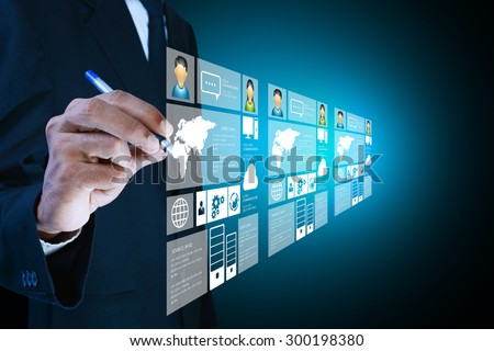 Man showing social network concept