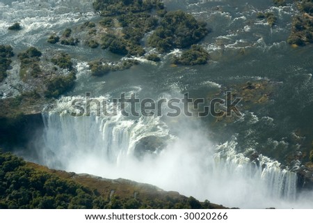 Aerial view of the Victoria Falls on the border of Zambia and Zimbabwe