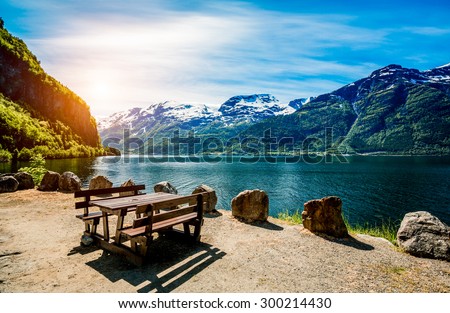 Beautiful Nature Norway natural landscape. Royalty-Free Stock Photo #300214430