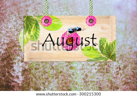 August signpost in beautiful meadow