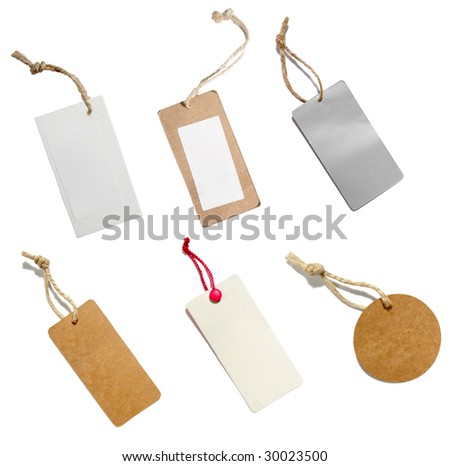 collection of various price labels on white background. each one is in the full cameras resolution