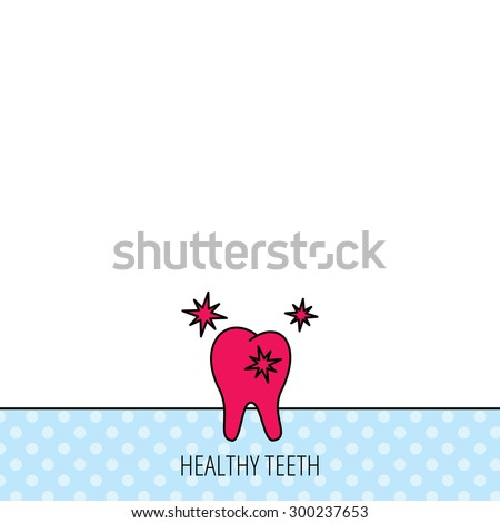 Healthy tooth icon. Dental protection sign. Circles seamless pattern. Background with red icon. Vector
