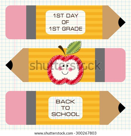 Cute school yellow pencils with pink rubber can be used for scrapbooking printables or other Back to School decoration