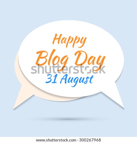Happy blog day icon on blue background. Greeting card in vector format