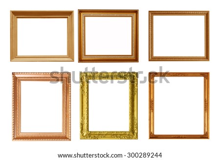  Set of golden vintage frame isolated on white background