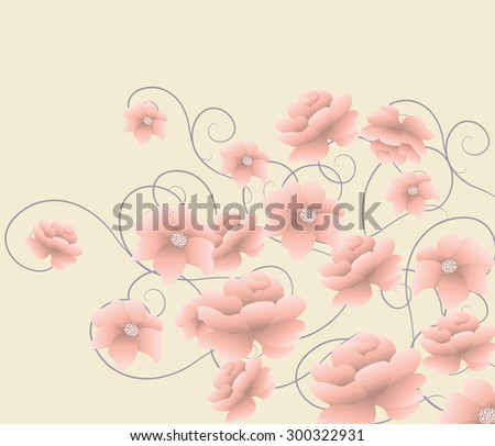 Abstract composition with flowers and ornaments. Vector 