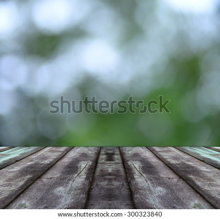 old wooden on nature bokeh background