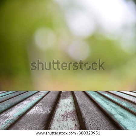 old wooden on nature bokeh background
