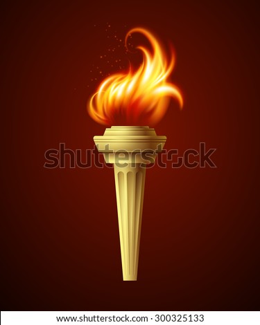 Realistic fire torch. Vector illustration EPS 10