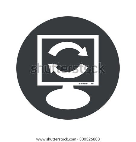 Image of exchange symbol on monitor, in black circle, isolated on white