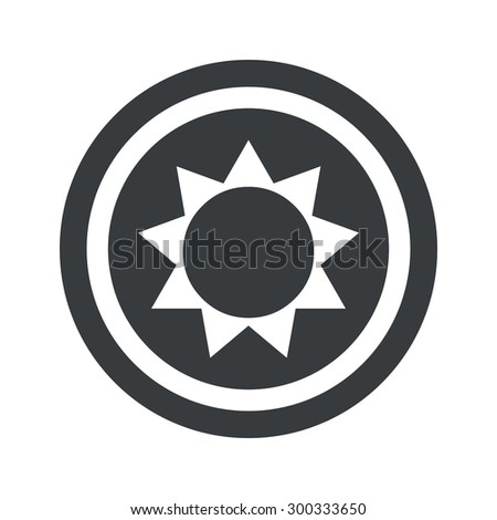 Image of sun in circle, on black circle, isolated on white