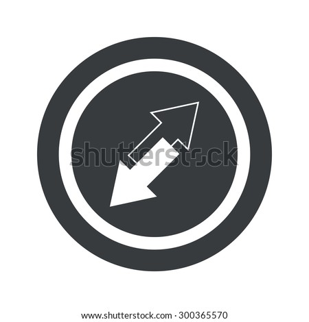 Image of two tilted opposite arrows in circle, on black circle, isolated on white