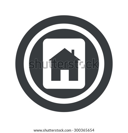Plate with house image in circle, on black circle, isolated on white
