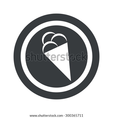 Image of ice cream in circle, on black circle, isolated on white