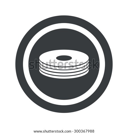 Image of disc pile in circle, on black circle, isolated on white