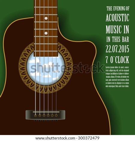 Music concert show Creative poster with acoustic guitar vector illustration