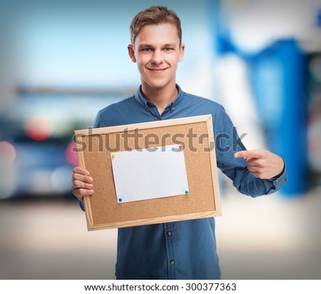 cool young-man with corkboard