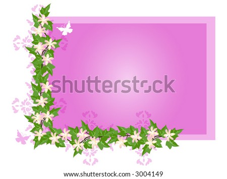 Flower background with tiger lilies, ivy and butterfly.Illustration