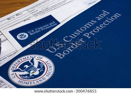US Customs and Border Protection form to fill out Royalty-Free Stock Photo #300476855