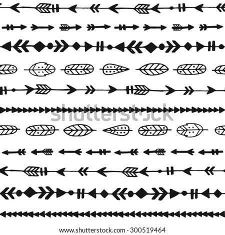 Tribal hand drawn background, ethic, doodle, stripe pattern, ink illustration