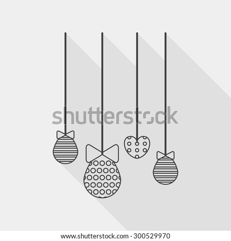 easter hanging flat icon with long shadow, line icon
