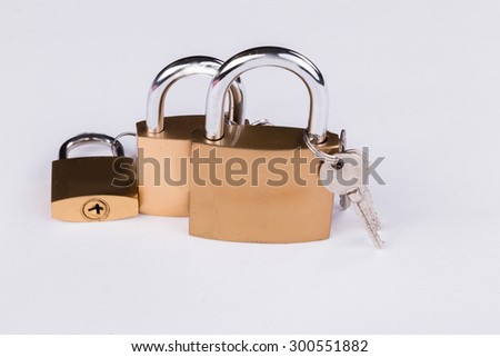 Padlock with keys. Door accessories.
