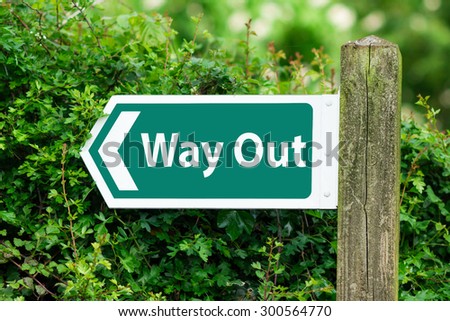 Direction Arrow, Sign To Way Out in Green Color.