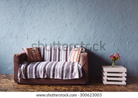 modern home stylish simple interior with sofa Royalty-Free Stock Photo #300623003