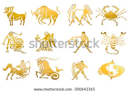 Zodiac and star signs horoscopes isolated on white