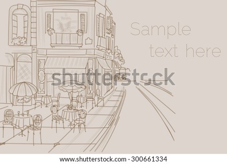 Paris street cafe Hand drawn Vector illustration 