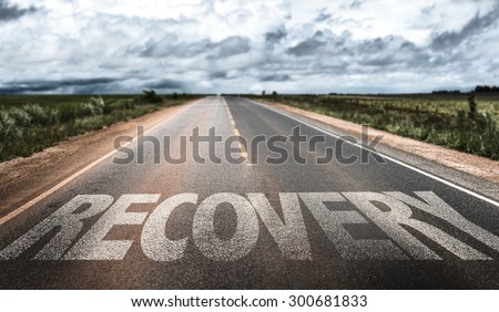 Recovery written on the road Royalty-Free Stock Photo #300681833