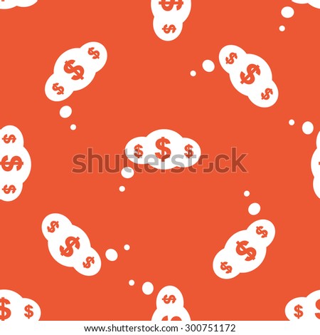 Image of thought bubble with dollar symbol, repeated on orange background
