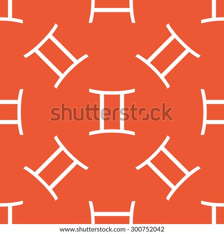 Image of Gemini zodiac symbol, repeated on orange background