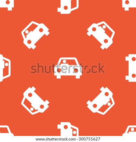 Image of car with driver, repeated on orange background