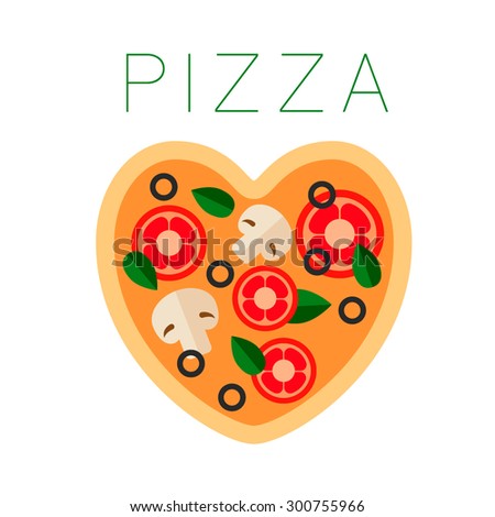 Pizza heart logo. Vector illustration