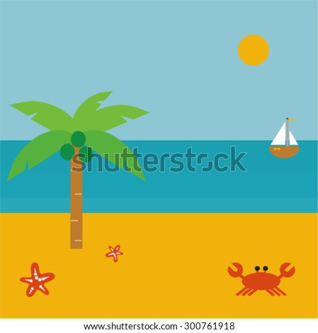 Vector illustration of beach and summer and travel
