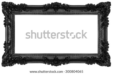 Rich black frame isolated on white background. Clipping paths included.