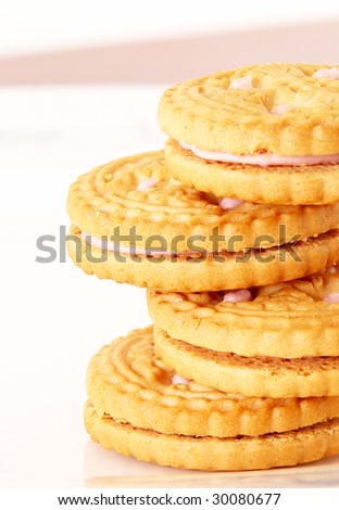 Sweet cookies on pink background. Food picture, Close up