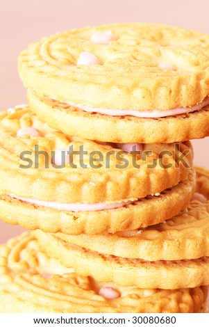 Sweet cookies on pink background. Food picture, Close up