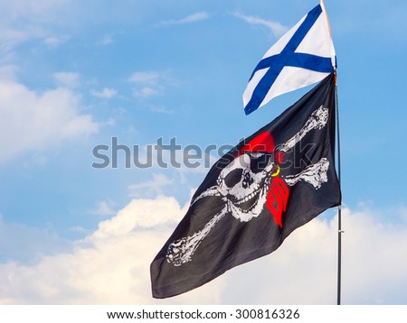 Pirate and St. Andrew's flags