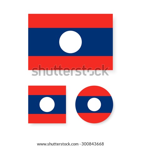 Set of vector icons with Laos flag
