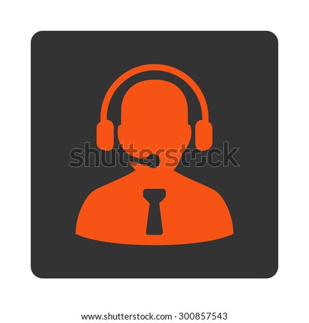 Reception operator icon. Vector style is orange and gray colors, flat rounded square button on a white background.